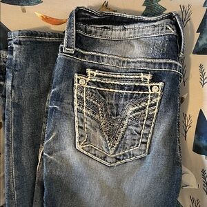 Vigoss Dark Blue Women's Jeans with Embroidered Pocket